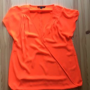 Neon blouse with flutter sleeves